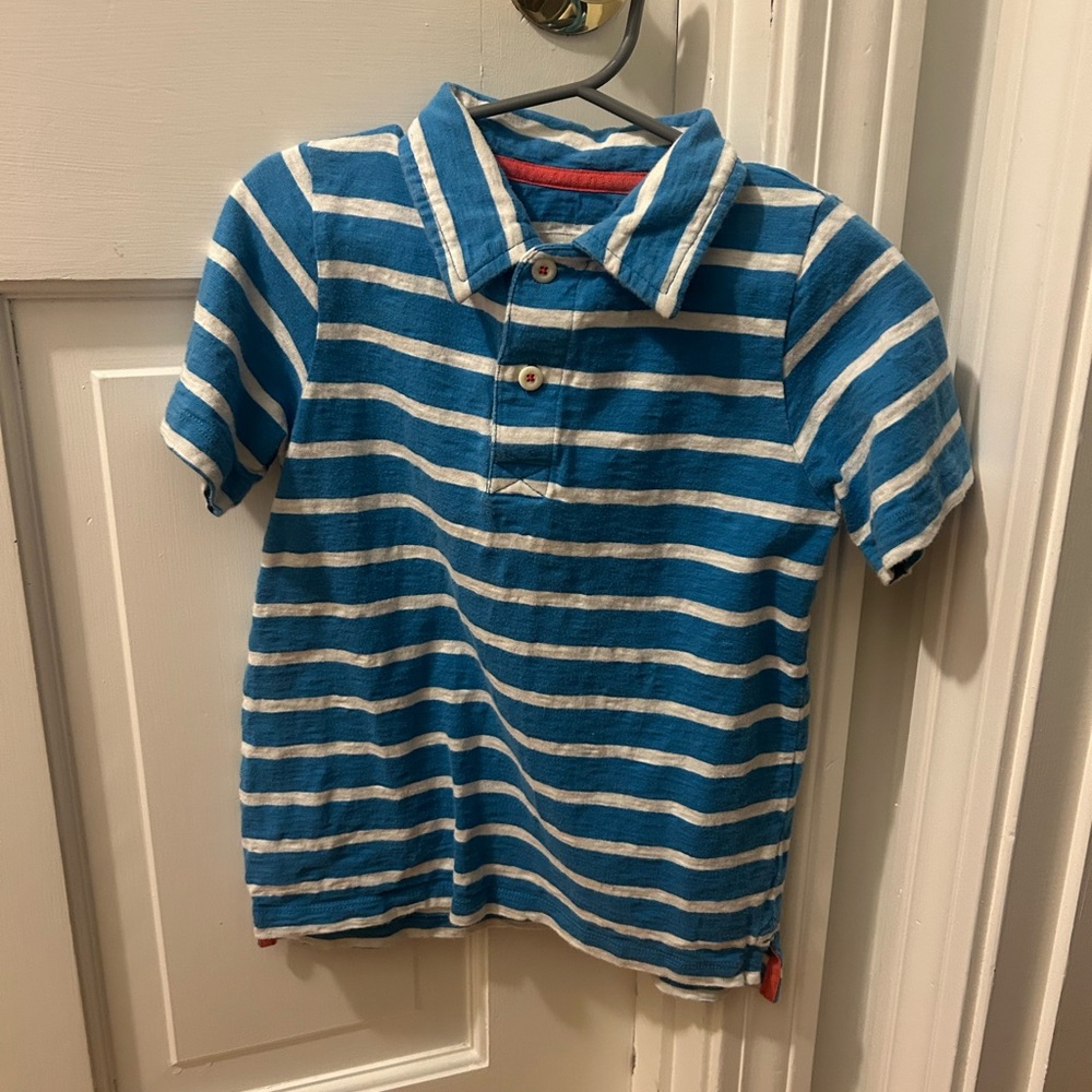 Mini Boden Blue and White Striped Kids Polo Size 4-5